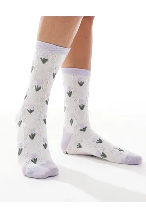 VERO MODA Textured socks with flower motif in lilac