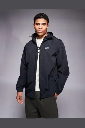 EA7 Armani light weight hooded logo jacket in