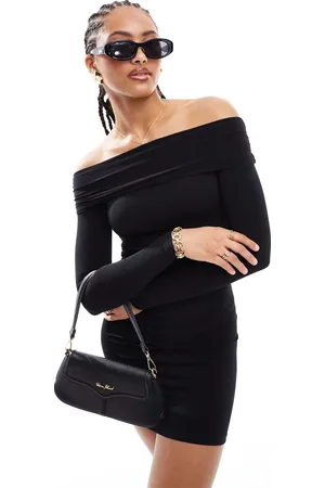 Pull&Bear Long sleeve bardot neckline mini dress in