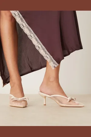 Raid Bexley kitten heeled mules in cream mesh