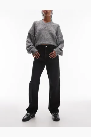 Topshop Kort high rise straight jean in washed