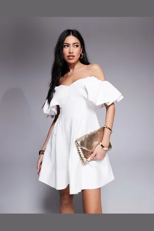 Forever New Off shoulder structured mini dress in ivory