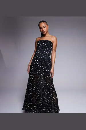 Forever New Pleated sheer midaxi dress in polka dot