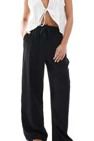 VERO MODA Linen touch wide leg trousers in