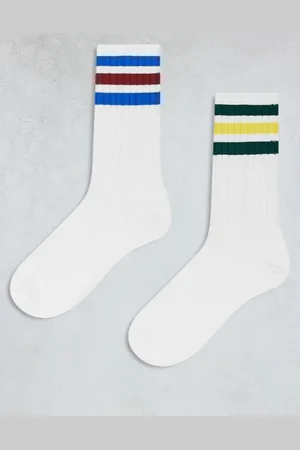 adidas 2 pack ribbed crew socks in