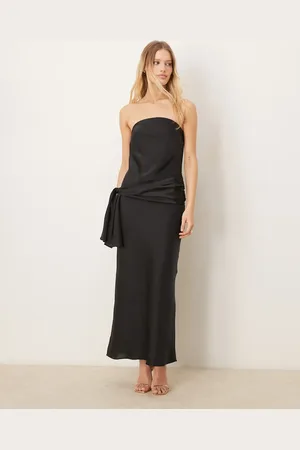 Abercrombie & Fitch Strapless bow detail maxi dress in black