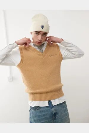 COLLUSION V-neck knitted vest in cream