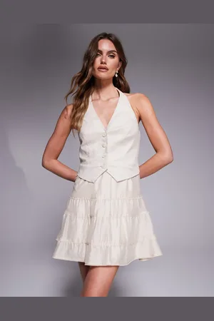 Forever New Tuxedo mini dress in stone