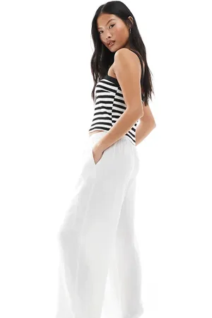 VERO MODA Linen touch wide leg trousers in