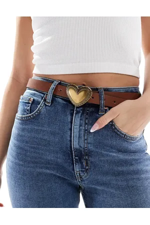 ASOS Heart buckle waist and hip jeans belt in tan