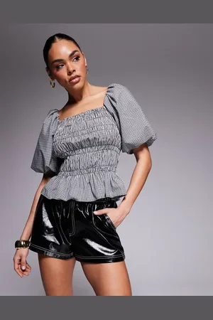 River Island Puff sleeve floral shirred top in