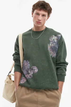 Topman Oversized fit sweatshirt with front and back floral motif print in washed