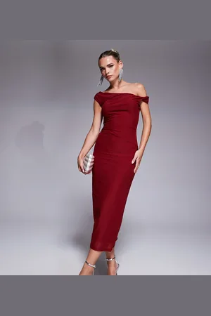 Forever New One shoulder midi dress in wine