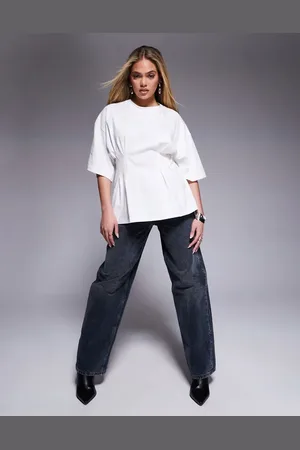 ASOS Corset pleat waist t-shirt in white