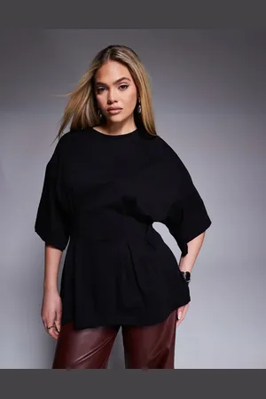 ASOS Corset pleat waist t-shirt in black