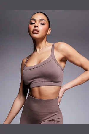 ASOS 4505 sculpting seamless medium support sports bra in milk chocolate