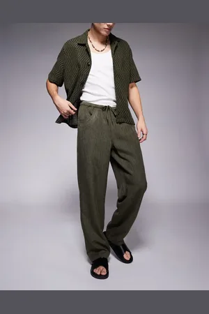 ASOS Baggy trouser with drawstring in khaki