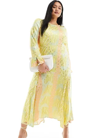 Never Fully Dressed Long sleeve midaxi dress in pastel metallic