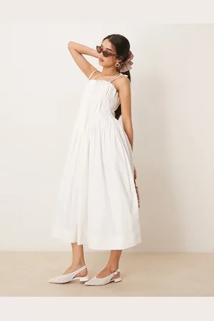 ASOS Narrow pintuck bodice dress with tie straps in