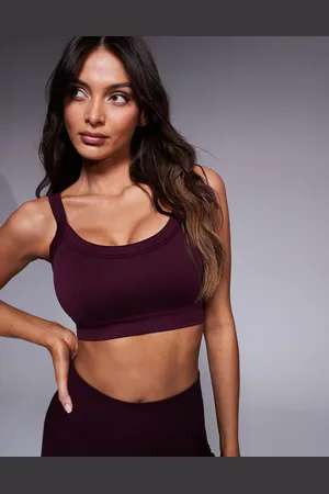 ASOS 4505 sculpting seamless medium support sports bra in mulberry