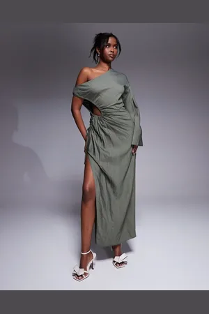 ASOS Cutout channel maxi dress in khaki