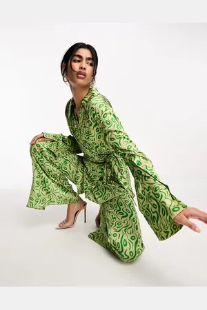 DASKA Wrap top co-ord in abstract print