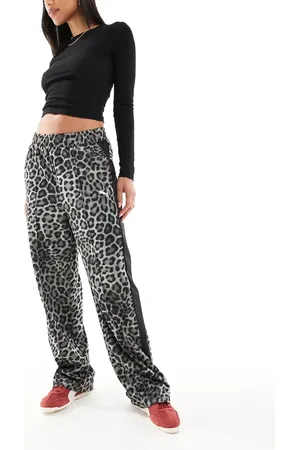 PUMA T7 straight leg trousers in dark leopard print