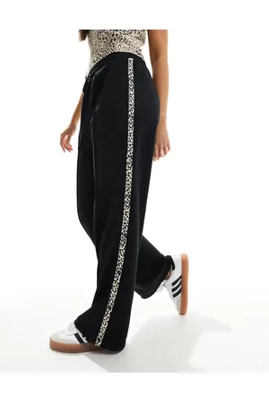 New Look Leopard print side stripe joggers in