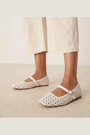 ASOS Wide Fit Lottie mary jane ballets in off- weave