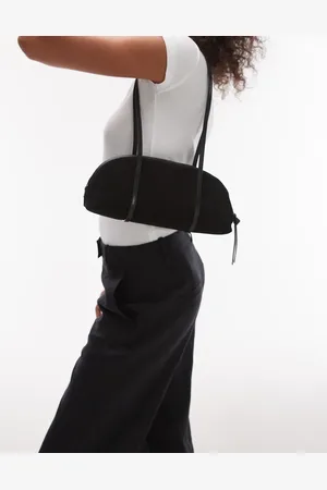 & OTHER STORIES & leather suede two handle curve shoulder bowling bag in
