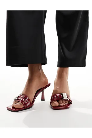 Simmi London Simmi London Bexley mid heeled mules with eyelet buckle detail in
