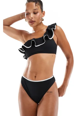 New Look One shoulder blanket stitch bikini bottoms in