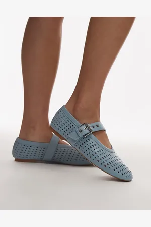 & OTHER STORIES & leather mesh buckle strap ballet flats in light
