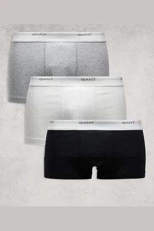 GANT 3 pack trunks with logo waistband in grey white