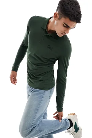 EA7 Long sleeve polo shirt in khaki