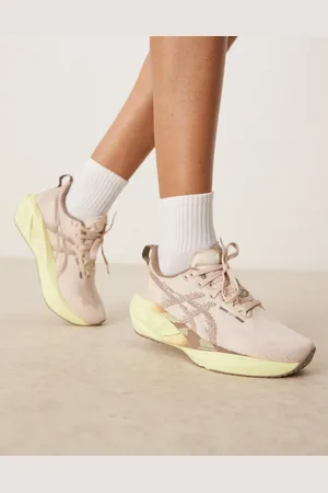 Asics Novablast 5 running trainers in mineral beige and taupe grey