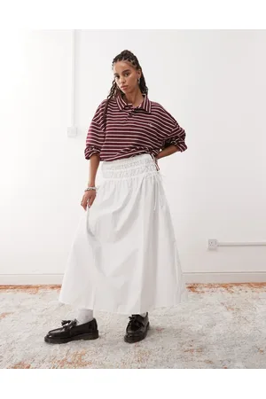 Reclaimed Western midi skirt with tie sides in poplin