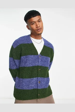 Damson Madder Ombre stripe cardigan in blue and green