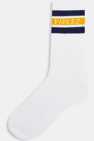 Parlez Block socks with teal and beige detail in