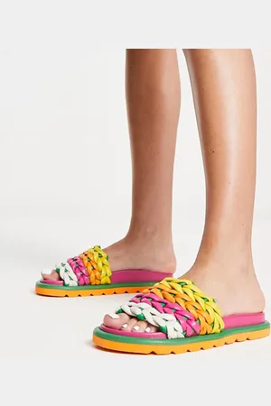 ASOS Fiction woven vamp flat sandals in