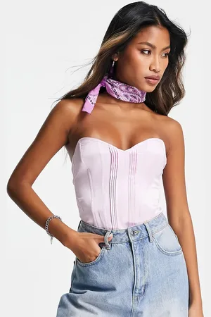 Bershka Corset satin top in lilac