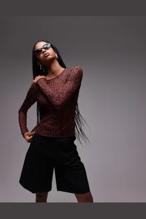 & OTHER STORIES & mesh long sleeve top in leopard print