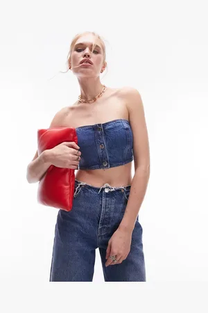 Topshop Denim popper corset in mid