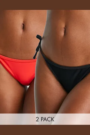 New Look 2 pack tie side bikini bottoms in