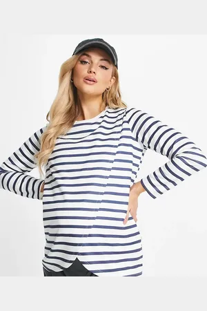 New Look Long sleeve nursing sweatshirt in black and white stripe