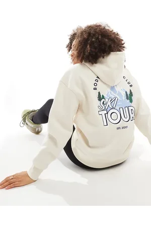 Cotton On Cotton On premium graphic hoodie with ski graphic in coconut milk