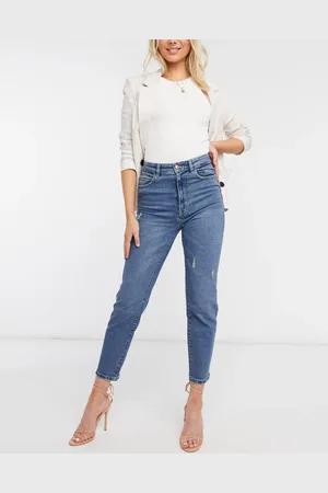 Stradivarius Cotton slim mom jeans with stretch in medium