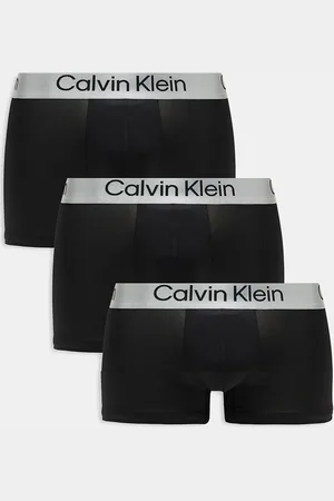 Calvin Klein Microfibre stretch 3 pack trunks in with grey waistband