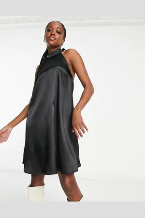 Urban Threads Satin high neck mini dress in
