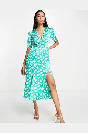 French Connection Tie back midi dress in smudge spot